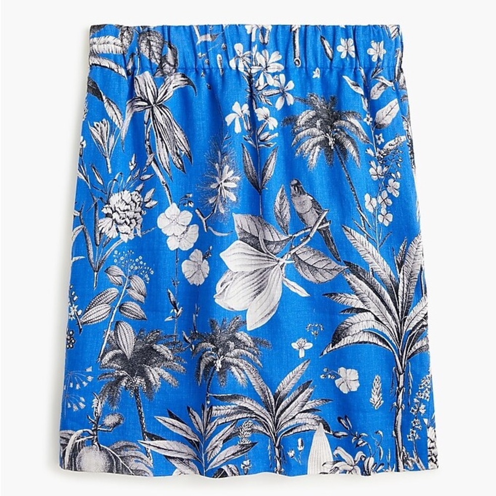 J. Crew Linen Floral Blue Women's Skirt